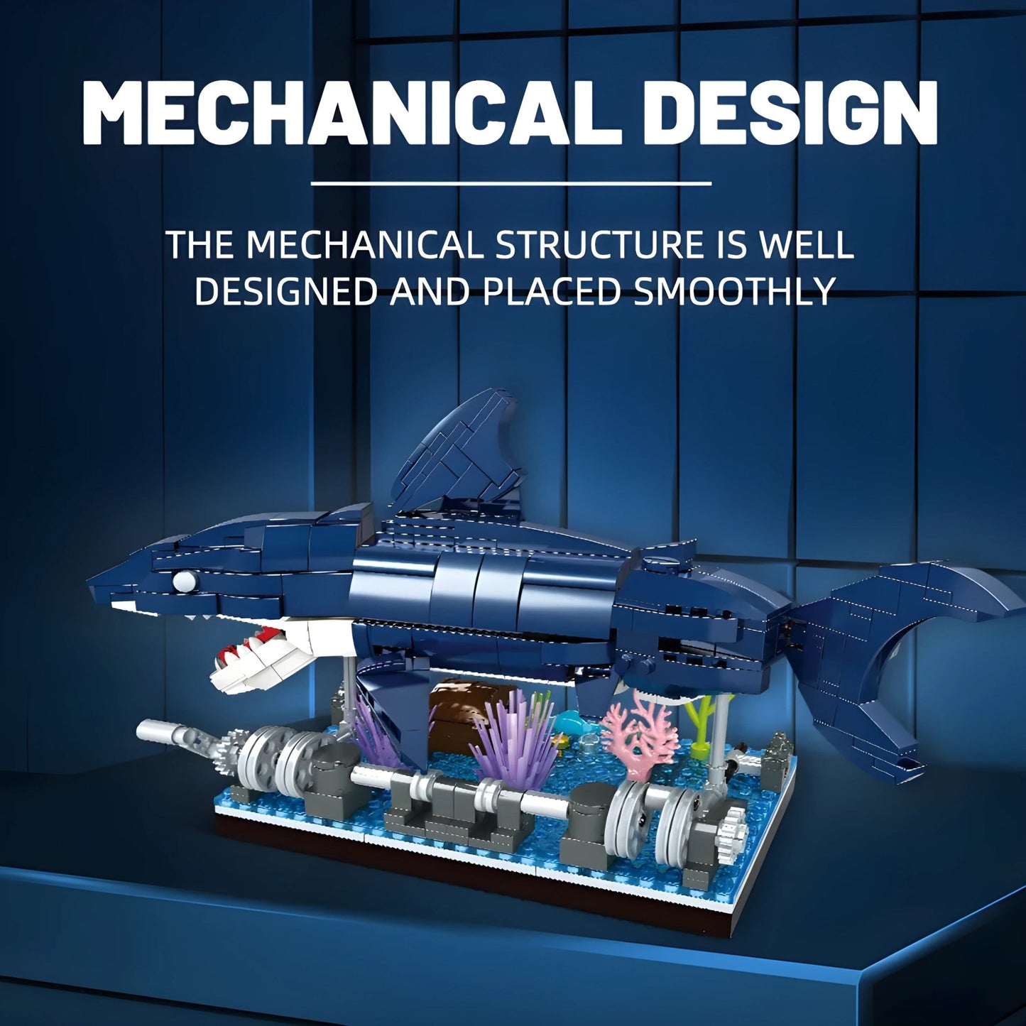 Cyberpunk Shark Robot Toy – 499 PCS STEM Marine Light - Up Kit - STEM Building Toy by LULEGO