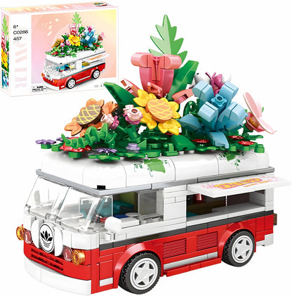STEM Flower Van Set – 457 PCS Floral Brick Kit for Kids 6+ - STEM Building Toy by LULEGO