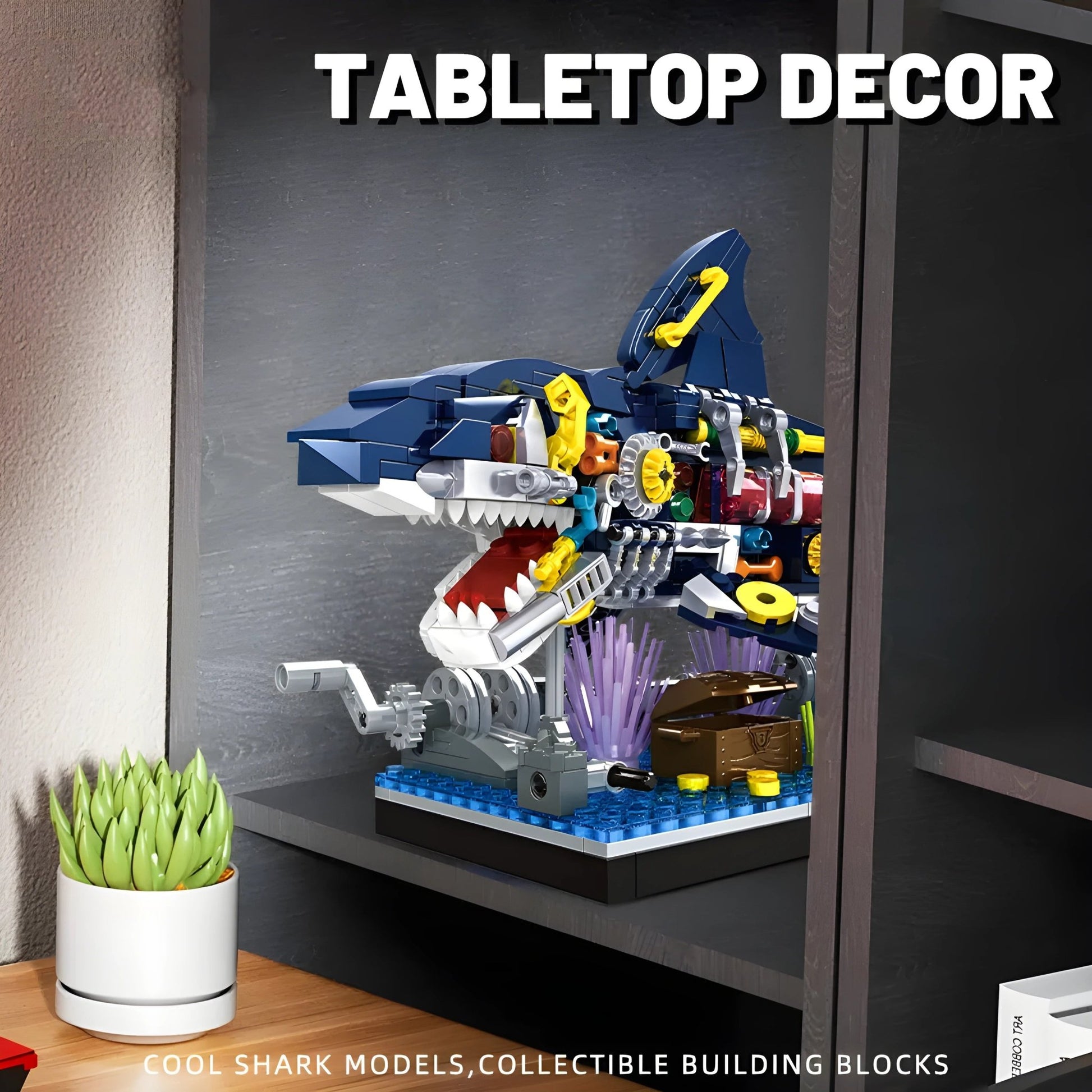 Cyberpunk Shark Robot Toy – 499 PCS STEM Marine Light - Up Kit - STEM Building Toy by LULEGO