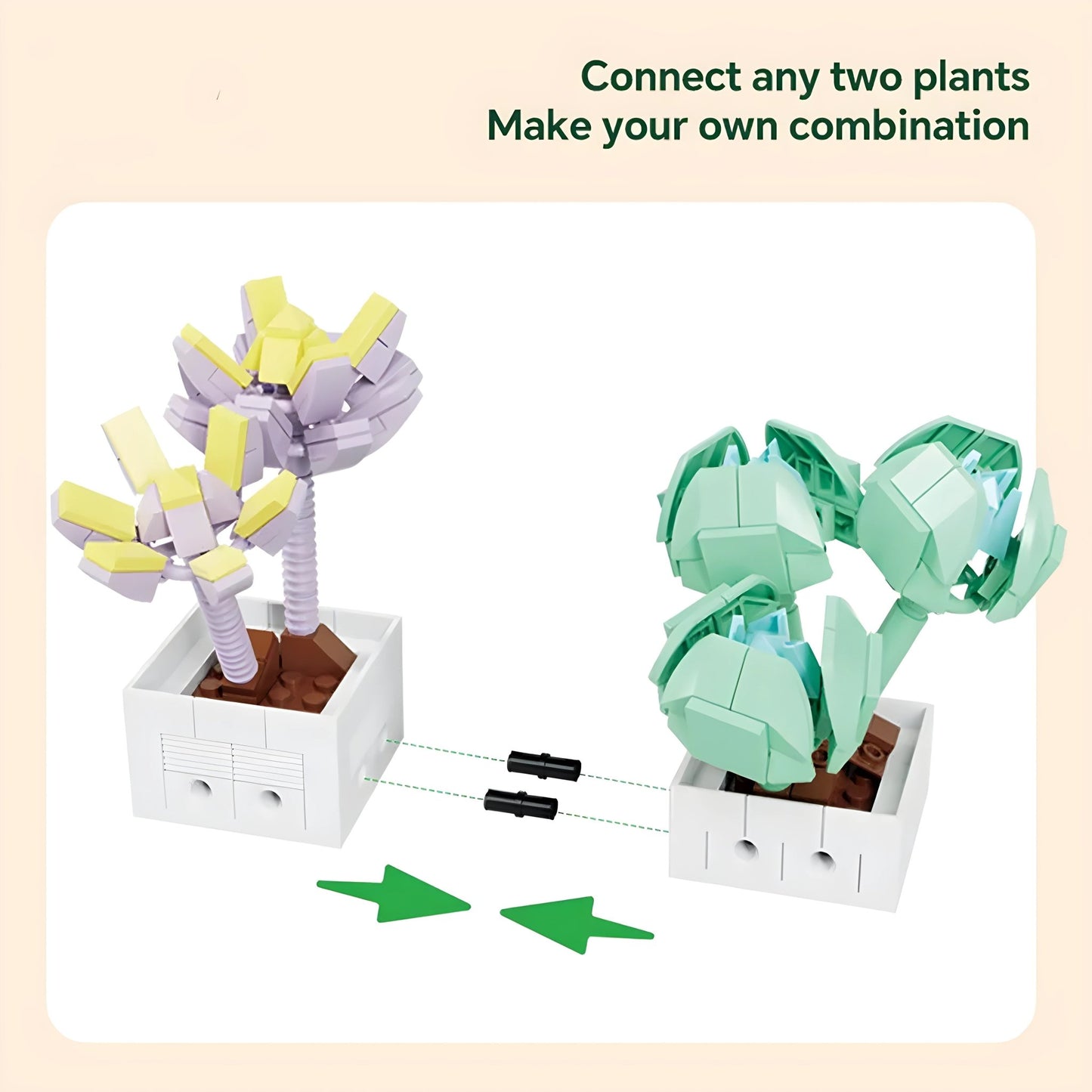 Mini Succulent Set – 977 PCS 8 DIY Brick Plants for Decor - STEM Building Toy by LULEGO