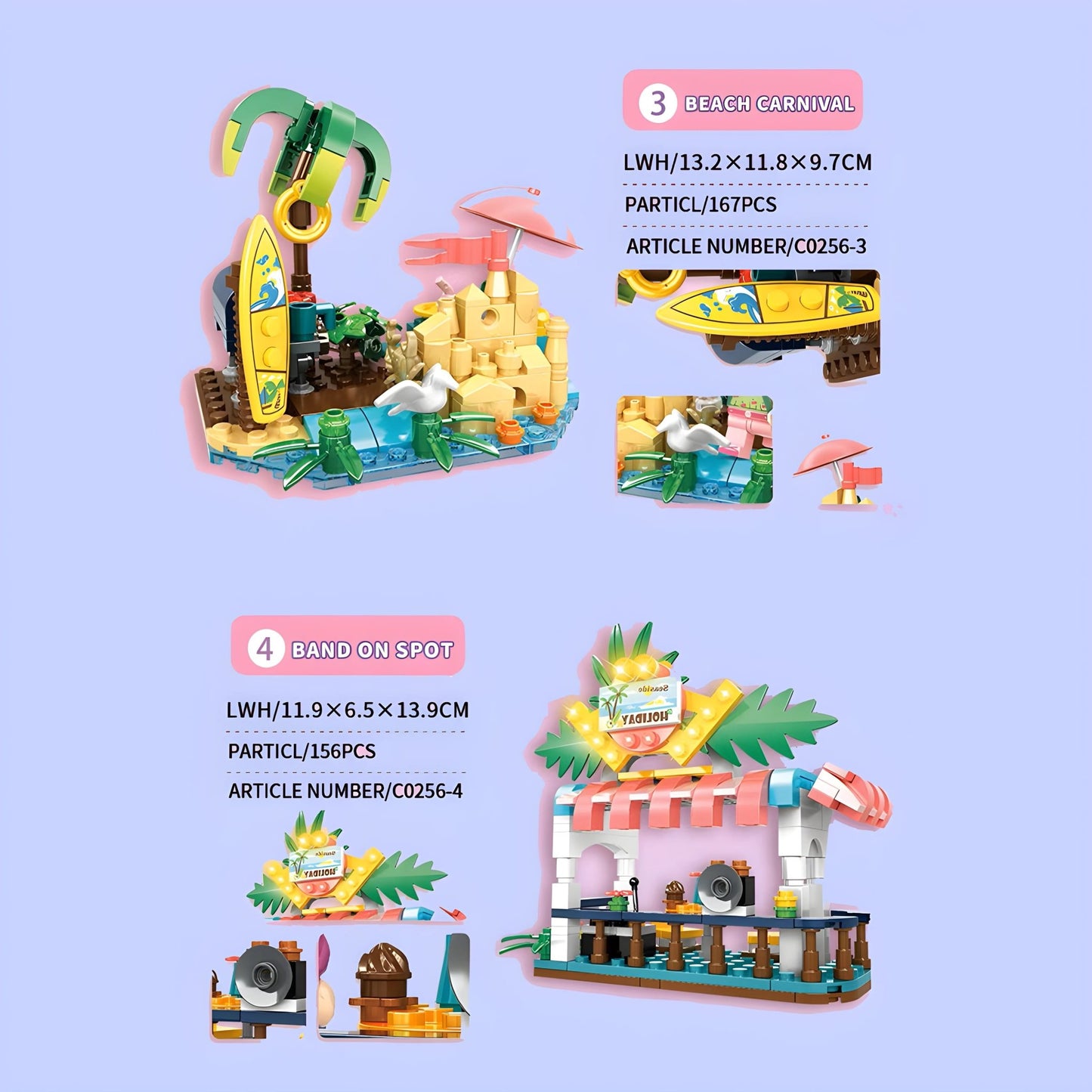 4 - in - 1 Beach House Set – 617 PCS Seaside Villa for Girls - STEM Building Toy by LULEGO