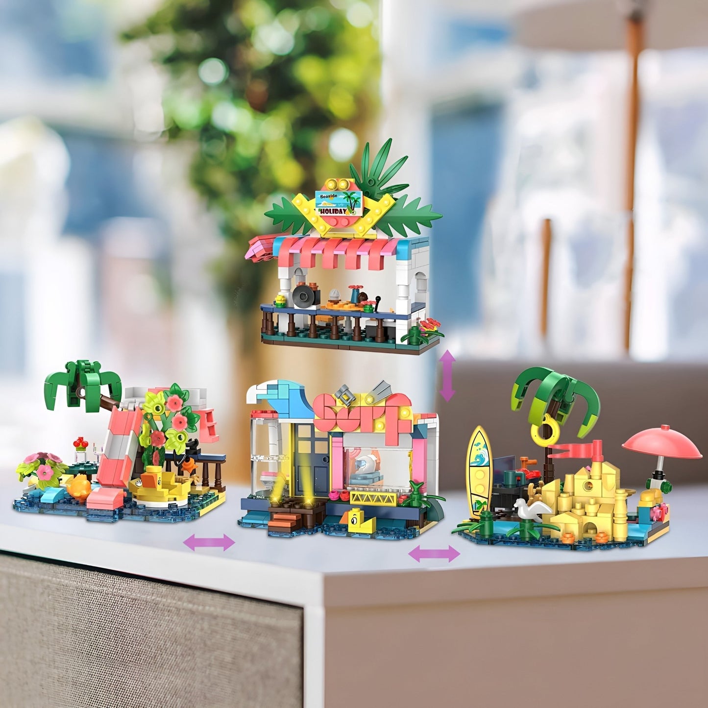 4 - in - 1 Beach House Set – 617 PCS Seaside Villa for Girls - STEM Building Toy by LULEGO