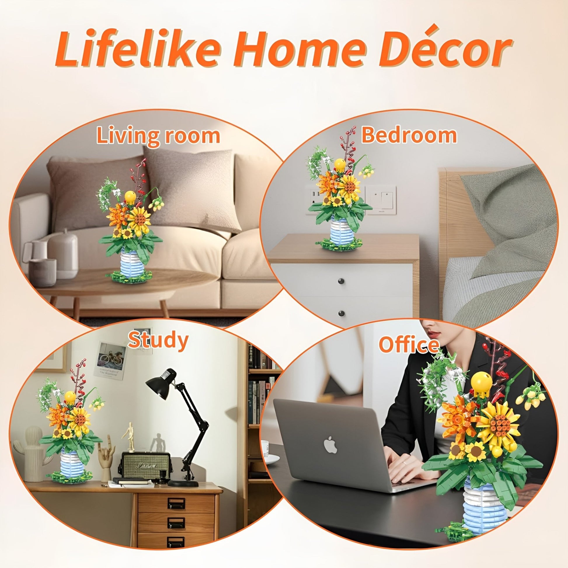 Blossom Flower Set with Brick Vase – 962 PCS for Decor - STEM Building Toy by LULEGO