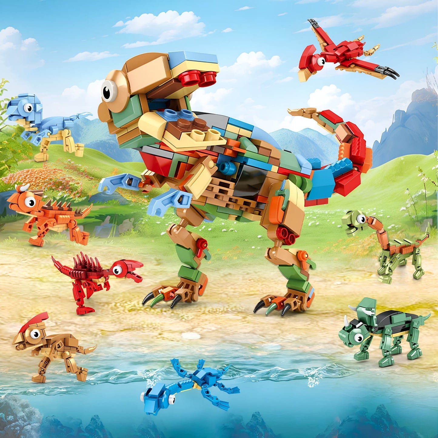 8 - in - 1 Dinosaur Set – 604 PCS STEM Building Kit for Kids - STEM Building Toy by LULEGO