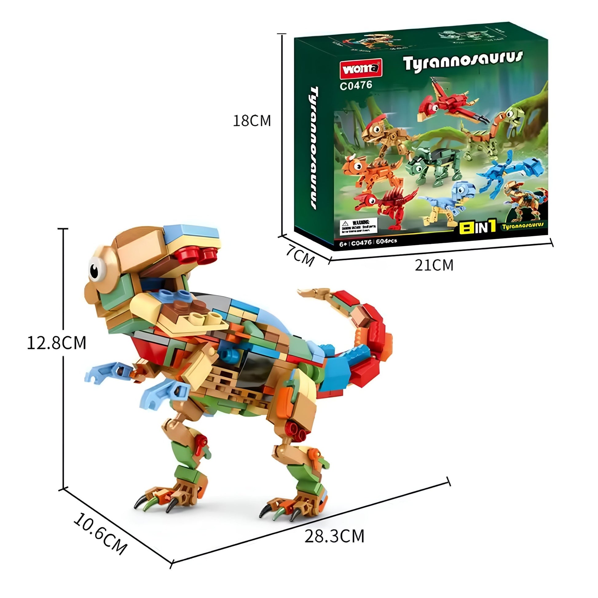 8 - in - 1 Dinosaur Set – 604 PCS STEM Building Kit for Kids - STEM Building Toy by LULEGO