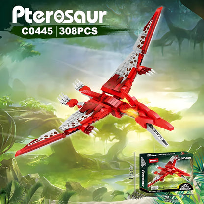 Dino Pterosaur Building Block Set – 308 - Piece Jurassic STEM Toy for Kids 6+ - STEM Building Toy by LULEGO