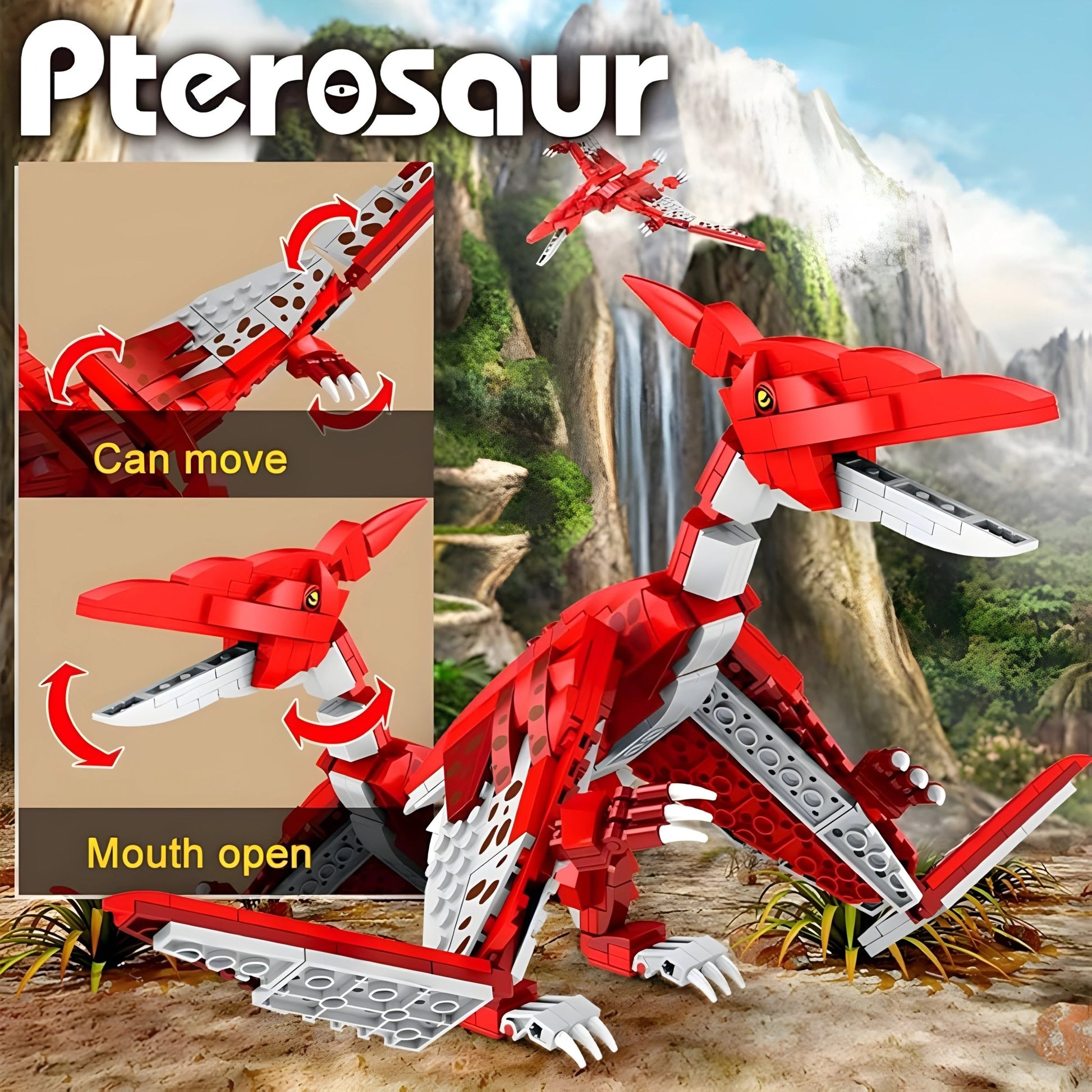 Dino Pterosaur Building Block Set – 308 - Piece Jurassic STEM Toy for Kids 6+ - STEM Building Toy by LULEGO