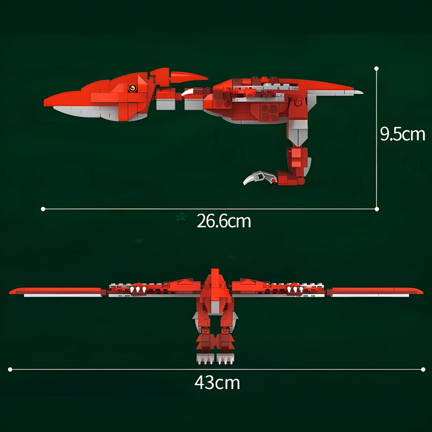 Dino Pterosaur Building Block Set – 308 - Piece Jurassic STEM Toy for Kids 6+ - STEM Building Toy by LULEGO