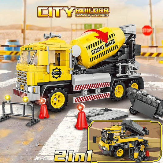2 - in - 1 Cement Mixer Truck – 397 PCS STEM Toy for Kids - STEM Building Toy by LULEGO
