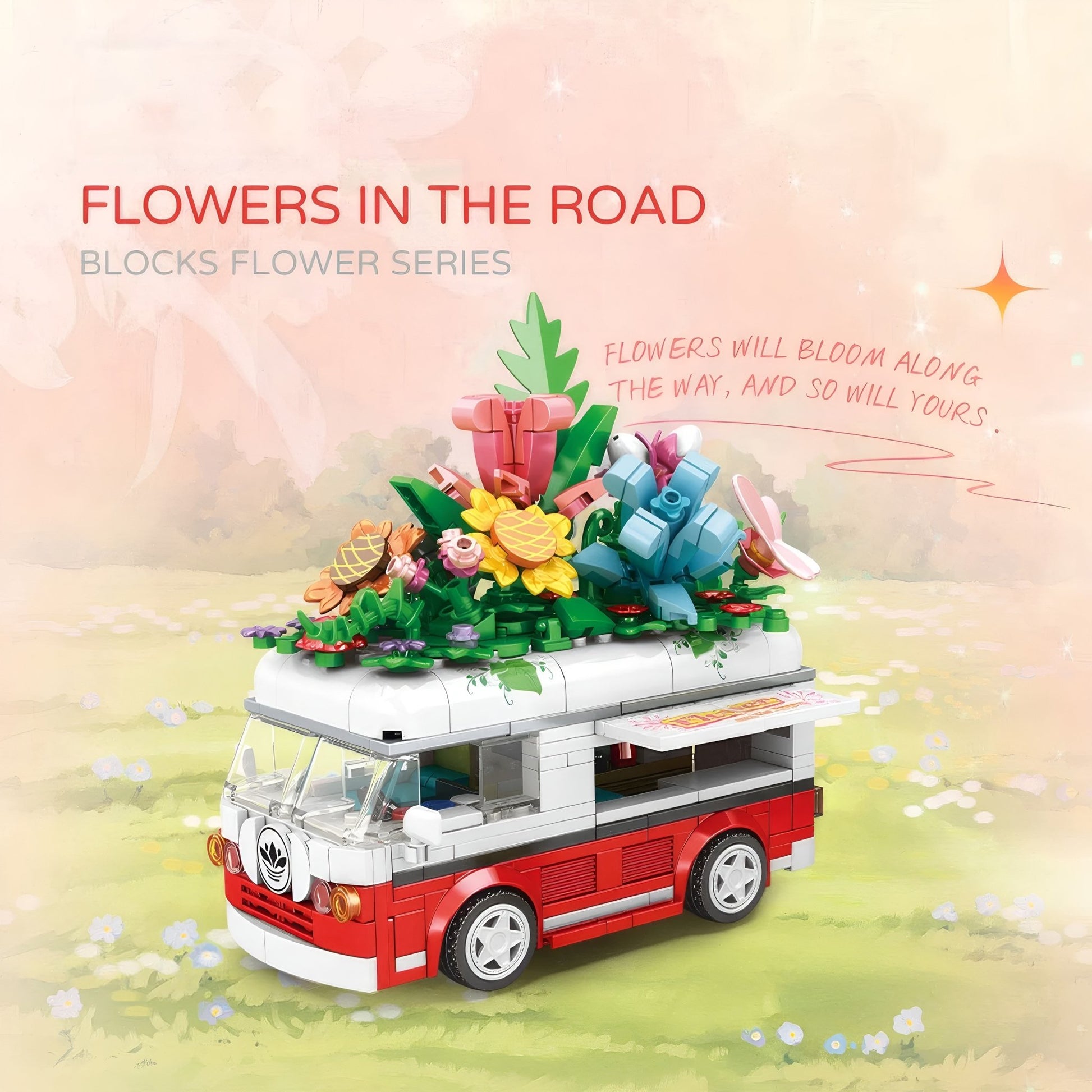 STEM Flower Van Set – 457 PCS Floral Brick Kit for Kids 6+ - STEM Building Toy by LULEGO