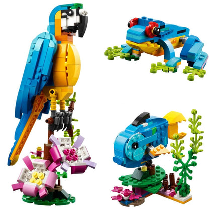3 - in - 1 Exotic Parrot Toy – 253 PCS Transformable Brick Model - STEM Building Toy by LULEGO
