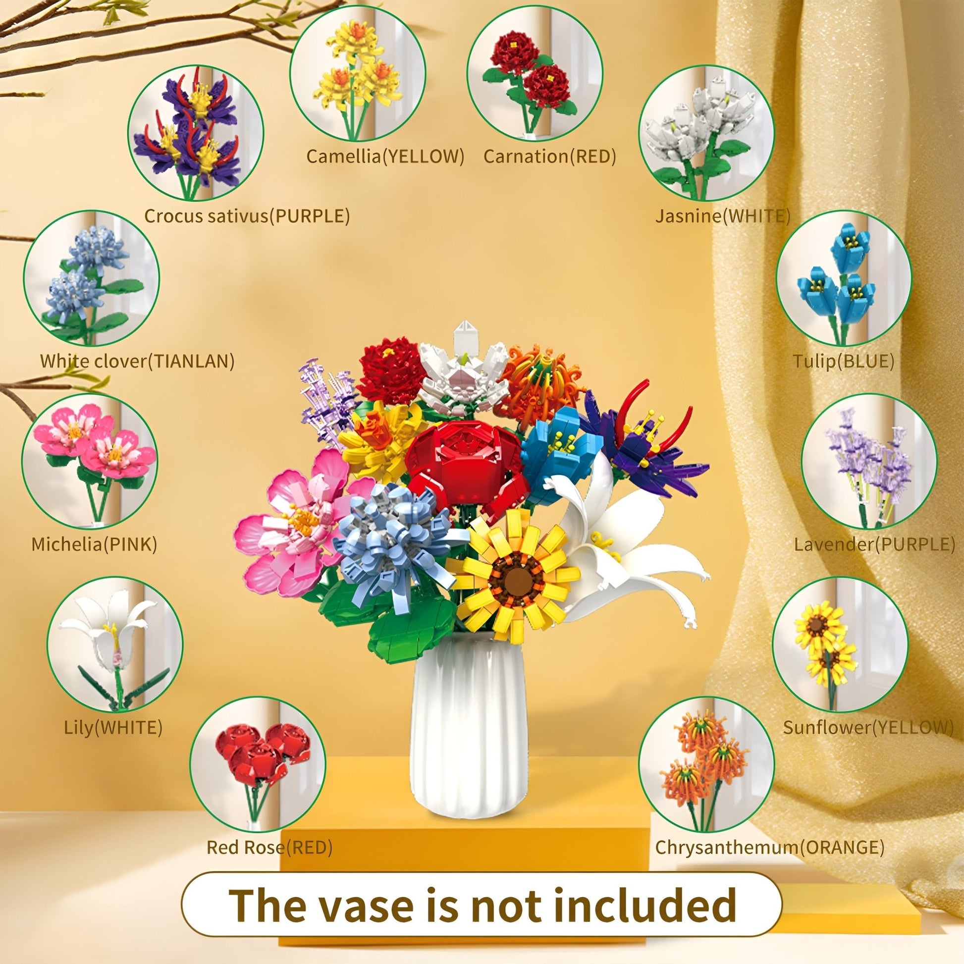 Botanical Flower Set – 1009 PCS 12 Blossom Brick Models - STEM Building Toy by LULEGO