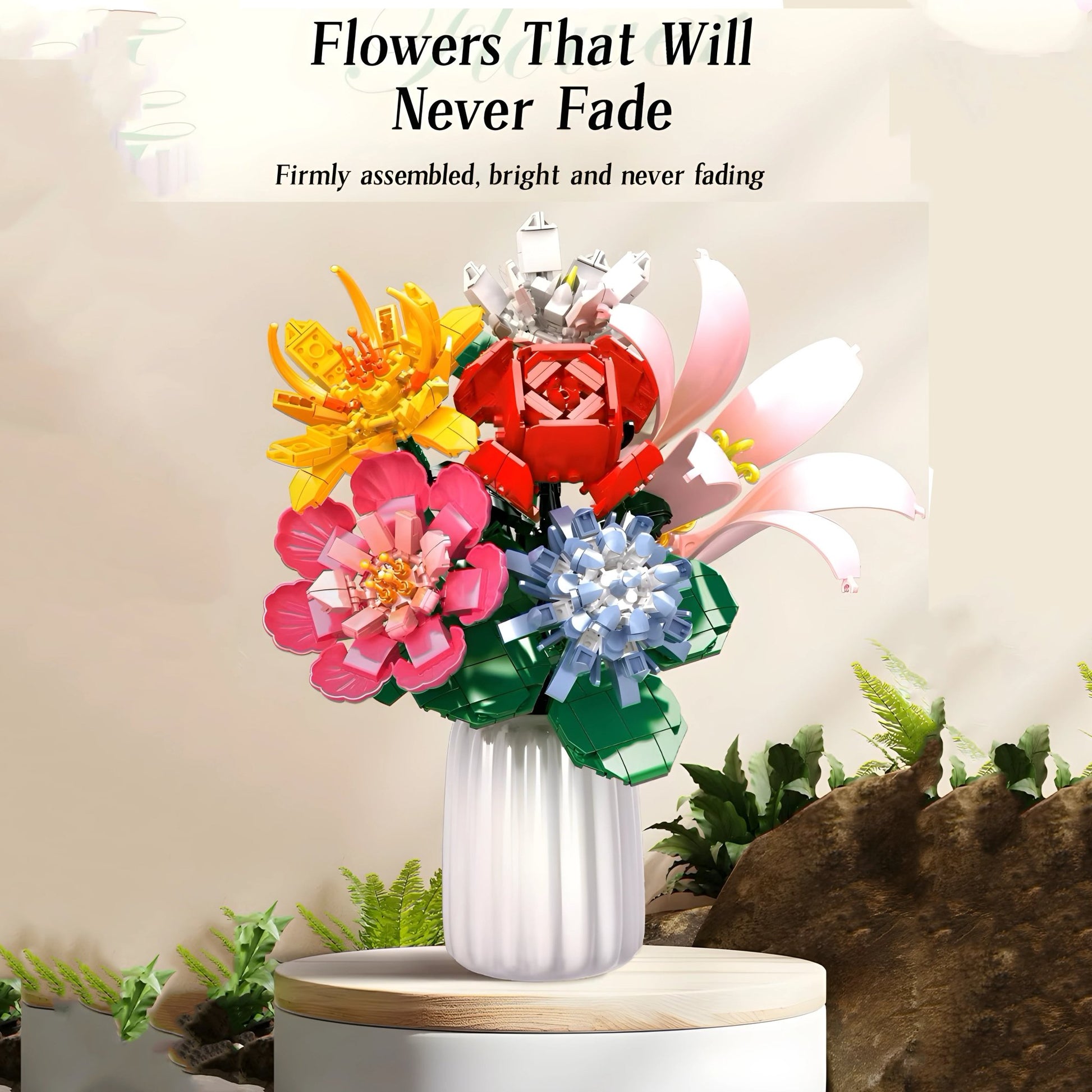 Artificial Flower Bouquet – 653 PCS 6 Floral Designs - STEM Building Toy by LULEGO