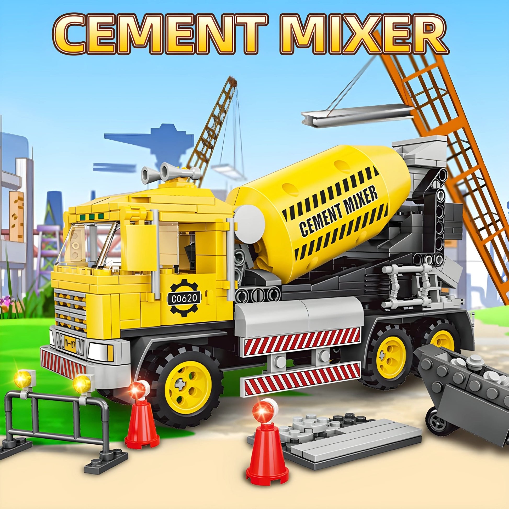 2 - in - 1 Cement Mixer Truck – 397 PCS STEM Toy for Kids - STEM Building Toy by LULEGO