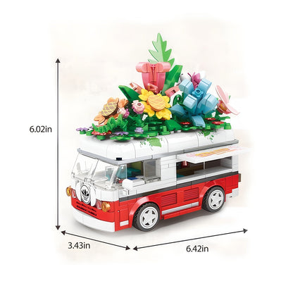 STEM Flower Van Set – 457 PCS Floral Brick Kit for Kids 6+ - STEM Building Toy by LULEGO