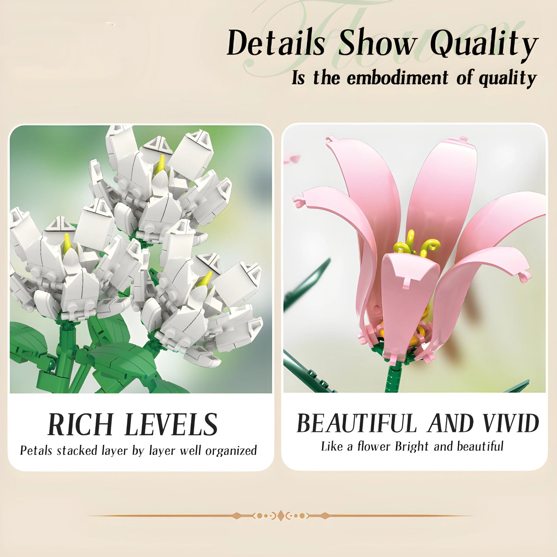 Artificial Flower Bouquet – 653 PCS 6 Floral Designs - STEM Building Toy by LULEGO