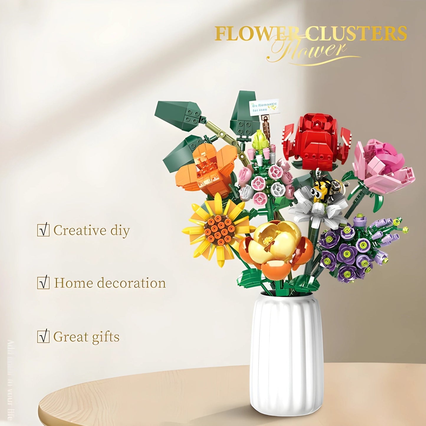 Brick Flower Bouquet Set – 770 PCS 8 Floral Models DIY - STEM Building Toy by LULEGO