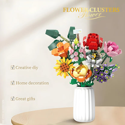 Brick Flower Bouquet Set – 770 PCS 8 Floral Models DIY - STEM Building Toy by LULEGO