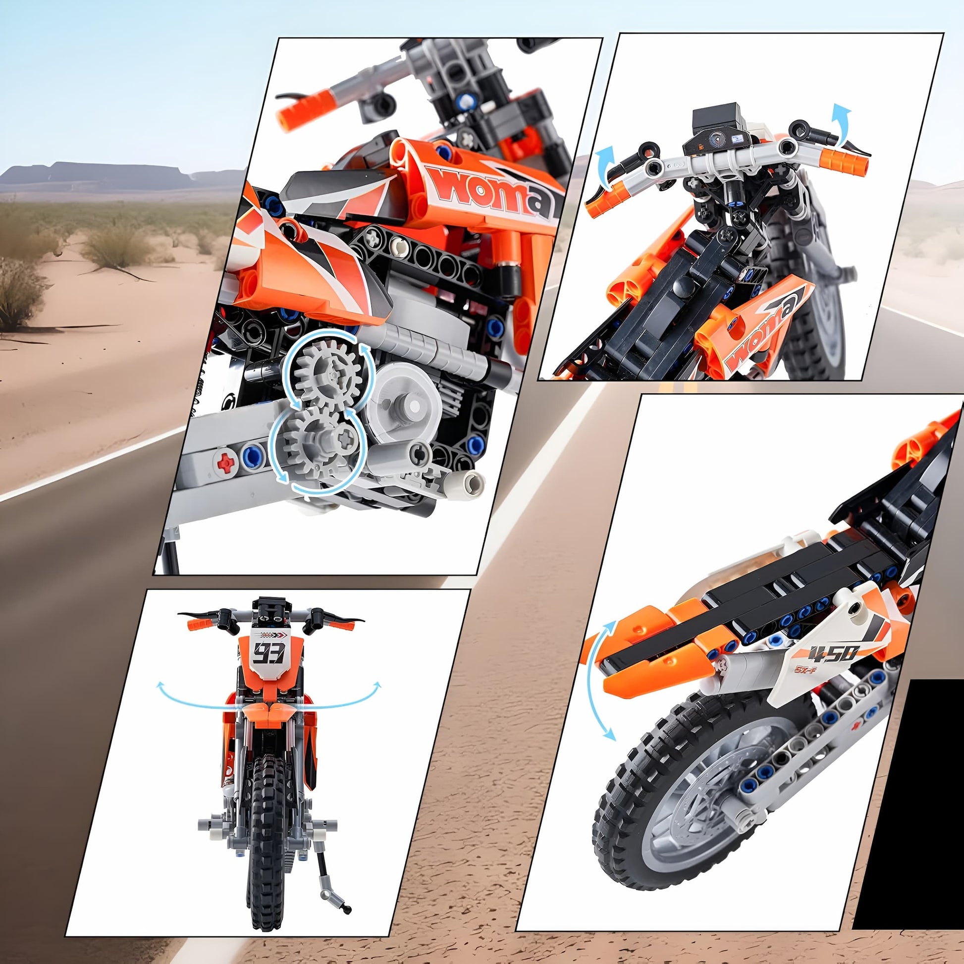 Orange Motorcycle Set – 434 PCS STEM Toy for Kids 6+ - STEM Building Toy by LULEGO