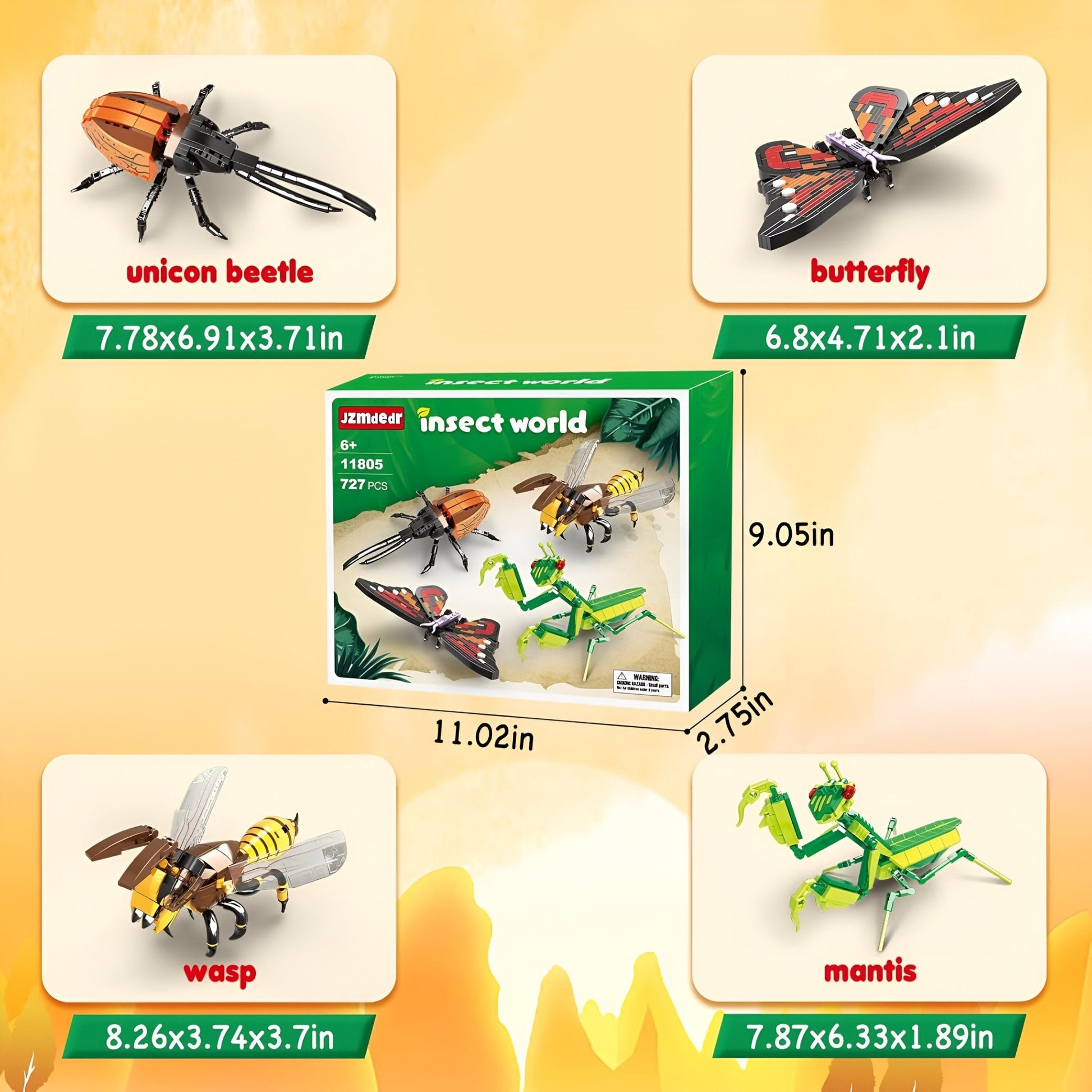 Insect STEM Building Set – 727 PCS Nature - Inspired Brick Kit - STEM Building Toy by LULEGO