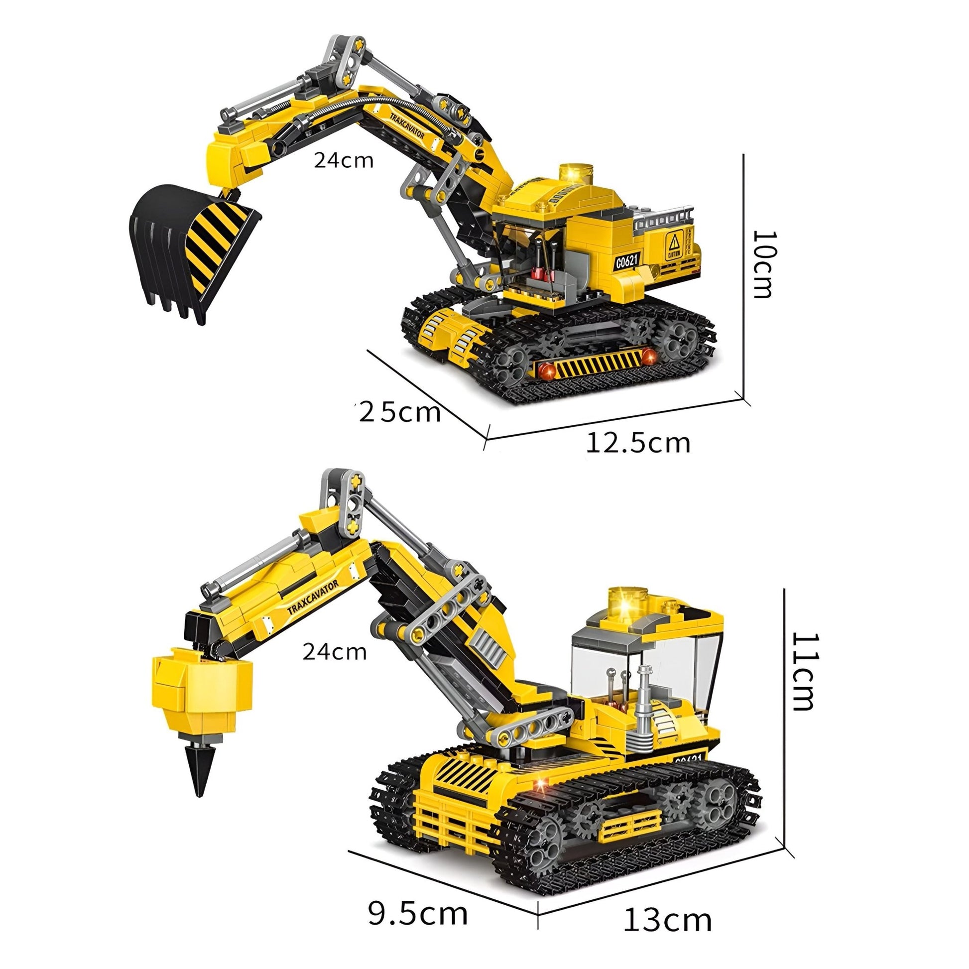 2 - in - 1 Excavator & Demolition Set – 463 PCS STEM Toy - STEM Building Toy by LULEGO