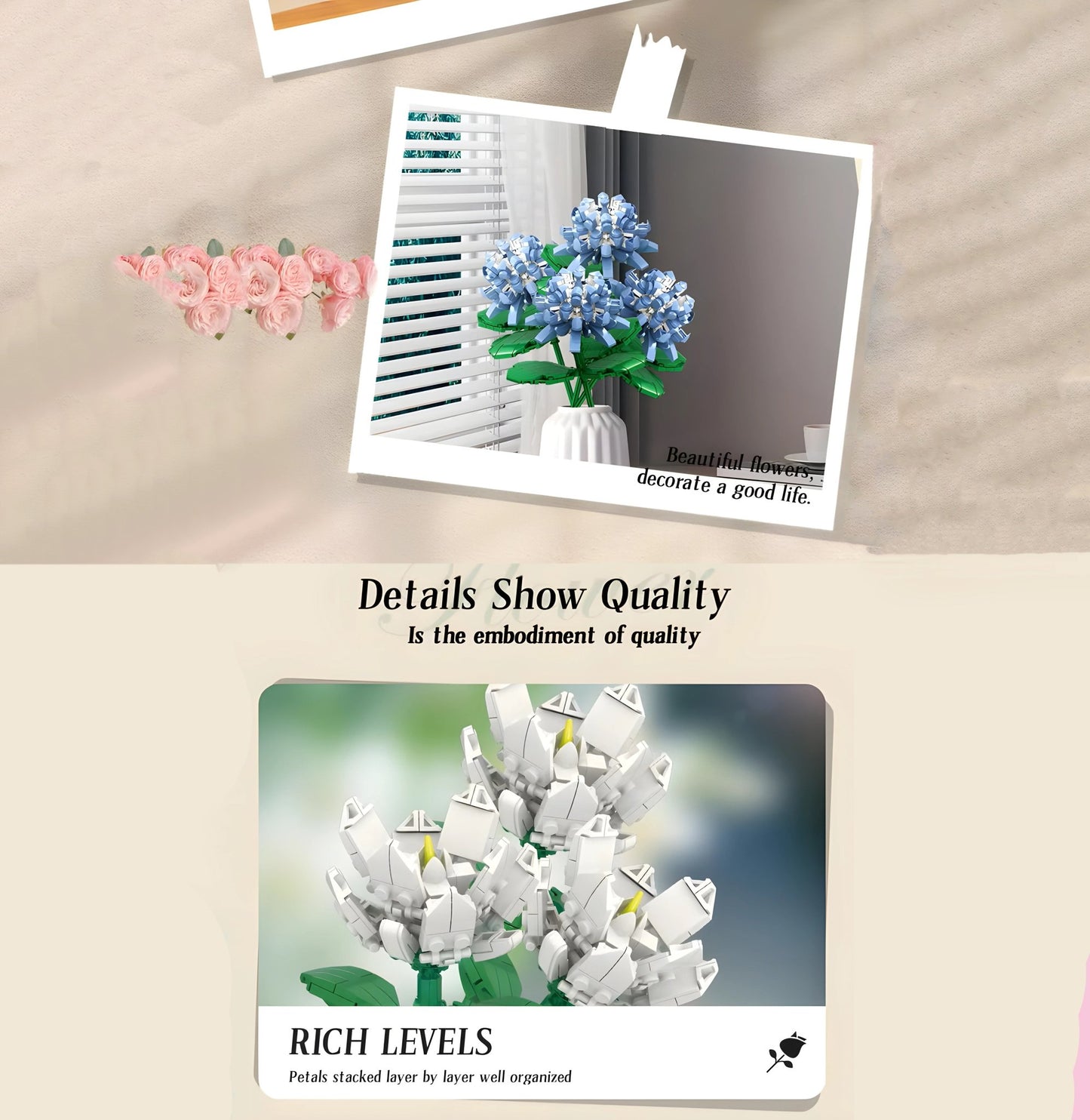 Artificial Flower Bouquet – 653 PCS 6 Floral Designs - STEM Building Toy by LULEGO