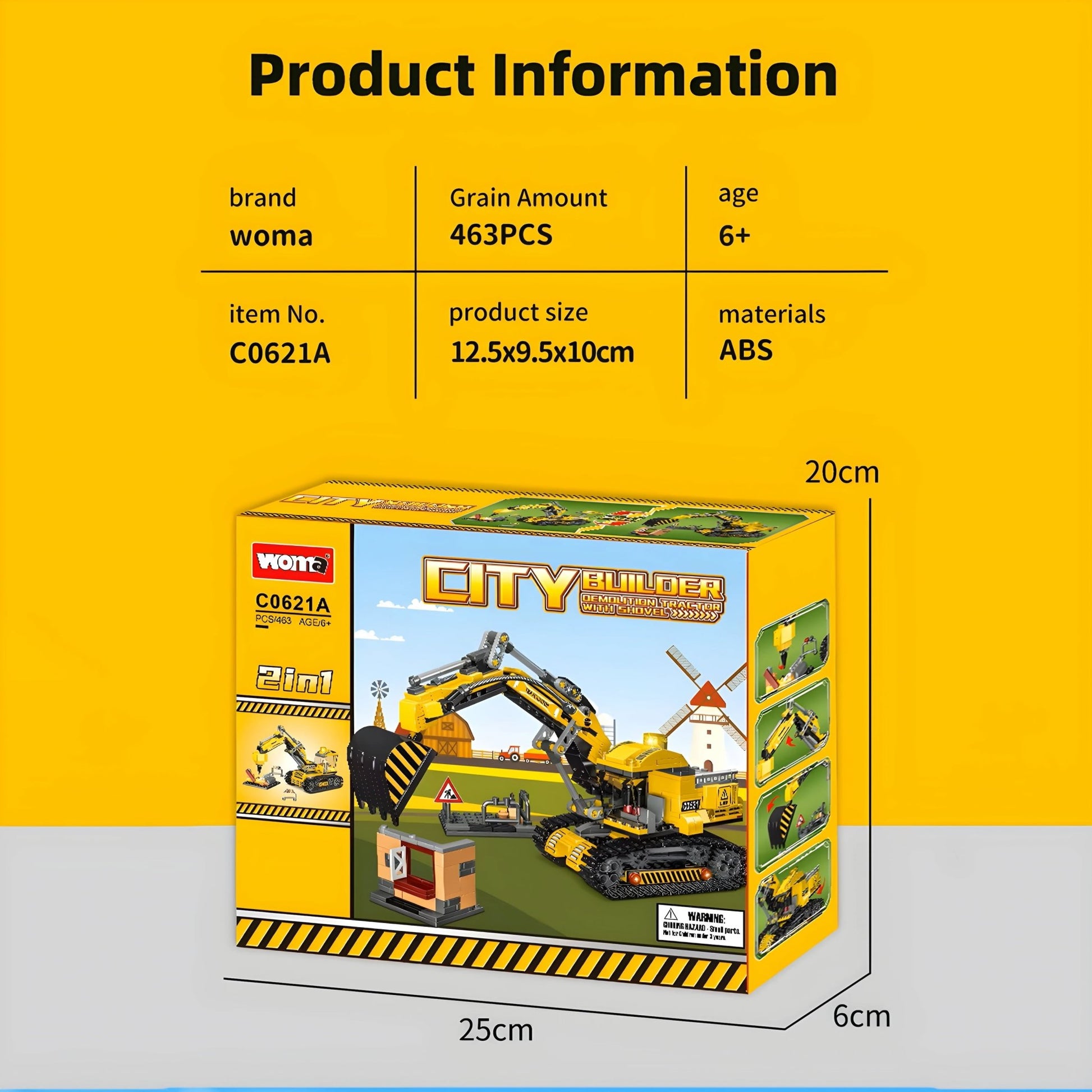2 - in - 1 Excavator & Demolition Set – 463 PCS STEM Toy - STEM Building Toy by LULEGO