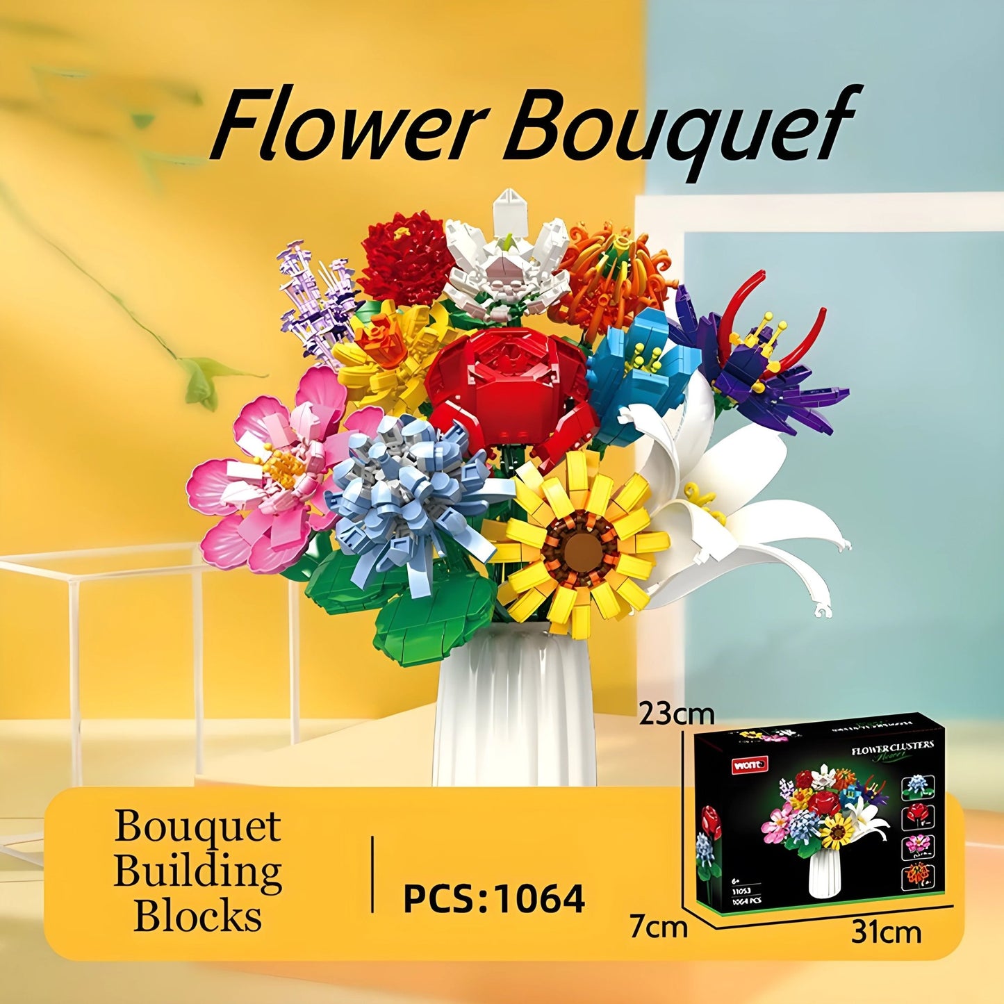 Artificial Flower Bouquet – 653 PCS 6 Floral Designs - STEM Building Toy by LULEGO
